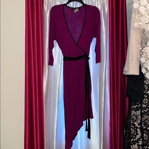 FTF Faux Wrap Magenta Dress
